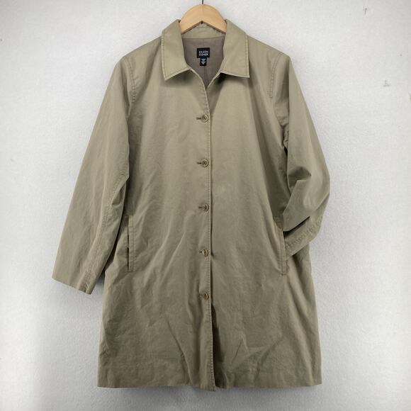 Eileen Fisher Jackets & Blazers - EILEEN FISHER Jacket M Twill Cotton Trench Coat Duster Button Front Gray